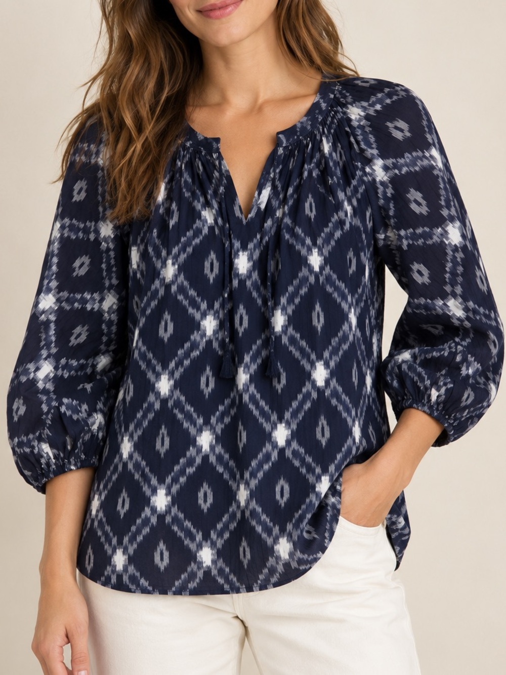 Pink Chicken Ikat Oversized Blouse Top Women's Sz. XS